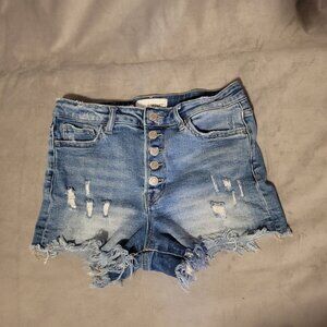 Vervet by Flying Monkey Distressed Cut Off Denim Shorts Blue Womens Size M (28)